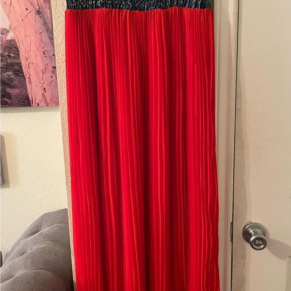 Plus Size Womens oranges/jean look strapless flowy dress size 3X pre-owned - Picture 10 of 13